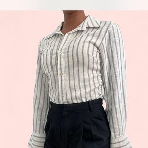 H&M Black and White Striped Button-Down Shirt